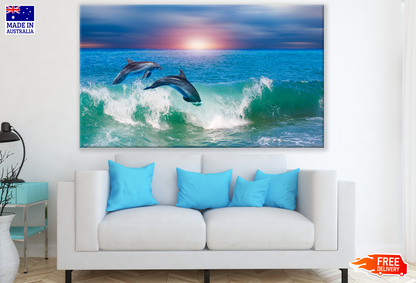 Dolphins Jumping Out of Sea Photograph Print 100% Australian Made