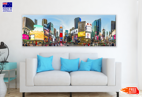 Panoramic Canvas New York City Buildings Street High Quality 100% Australian made wall Canvas Print ready to hang