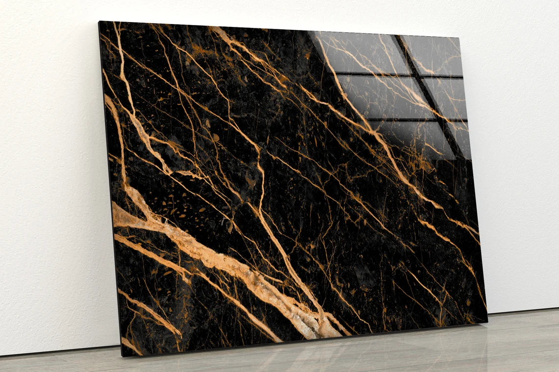 Black & Gold Abstract Design Acrylic Glass Print Tempered Glass Wall Art 100% Made in Australia Ready to Hang