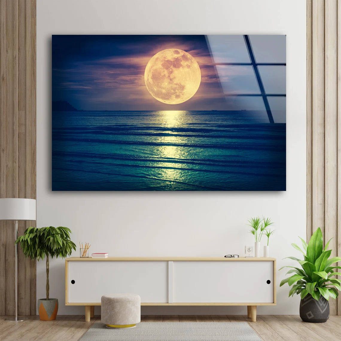 Moon Over Sea Sccenery Acrylic Glass Print Tempered Glass Wall Art 100% Made in Australia Ready to Hang