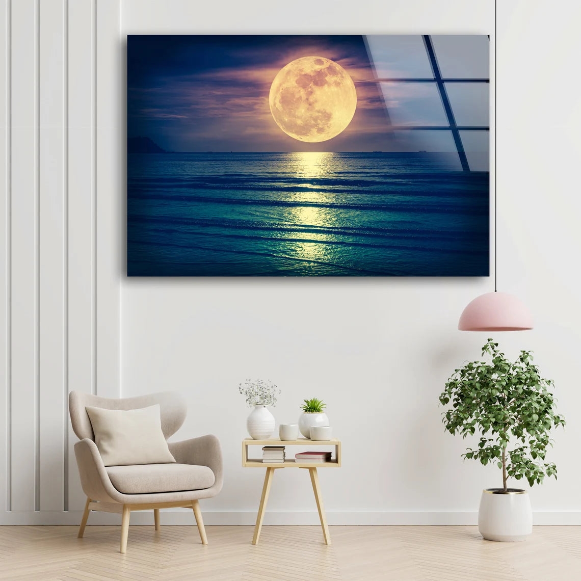 Moon Over Sea Sccenery Acrylic Glass Print Tempered Glass Wall Art 100% Made in Australia Ready to Hang