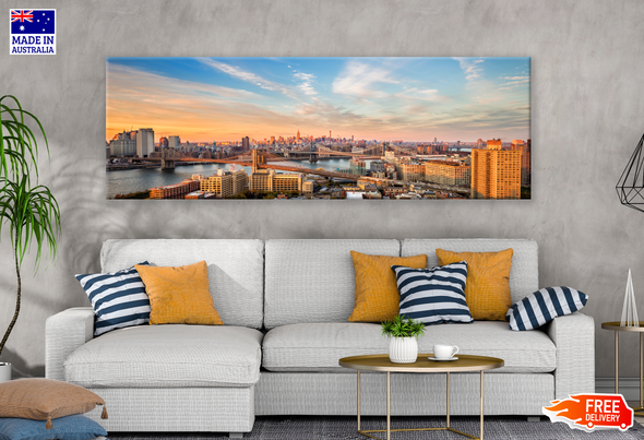 Panoramic Canvas City Sky Line View Sunset High Quality 100% Australian made wall Canvas Print ready to hang