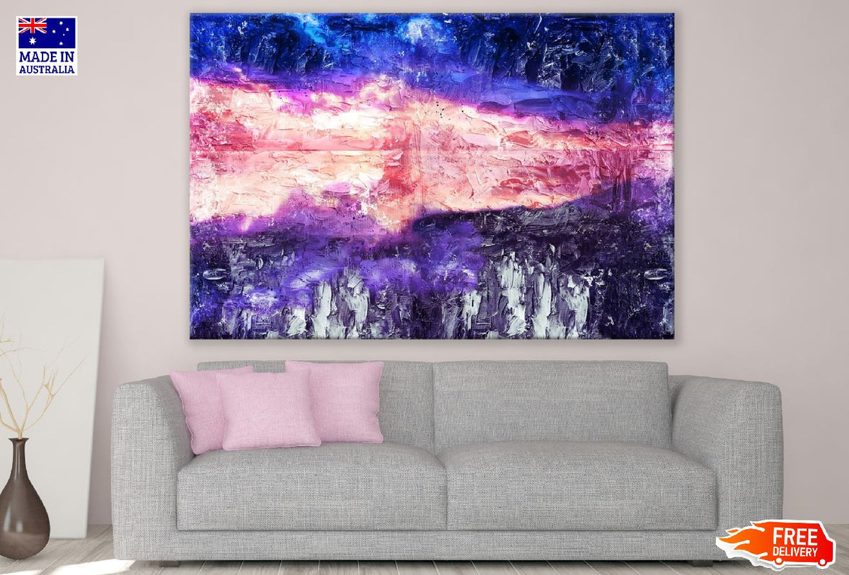 Pink Blue & Purple Paint Abstract Design Print 100% Australian Made