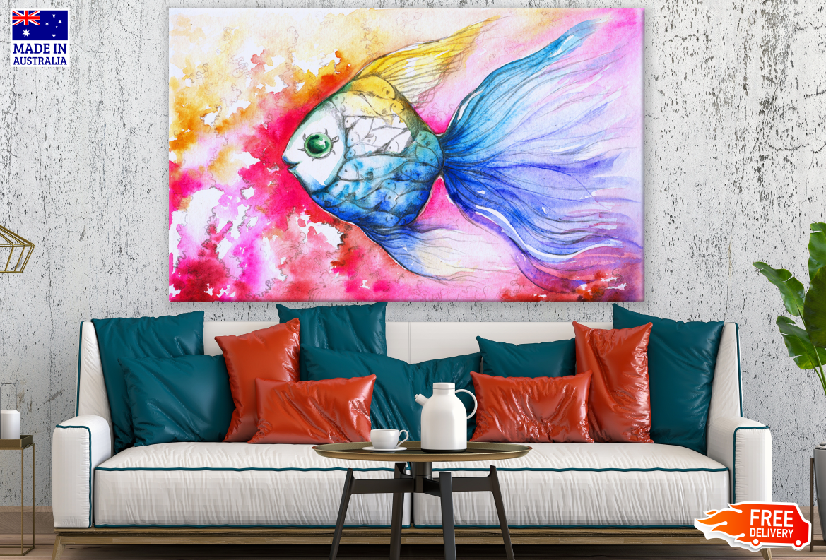 Colourful Abstract Fish Painting Print 100% Australian Made