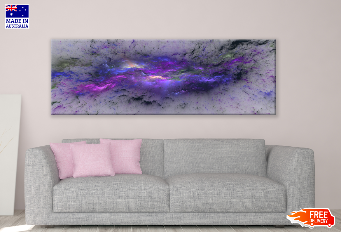 Panoramic Canvas Blue Purple Abstract Design High Quality 100% Australian made wall Canvas Print ready to hang