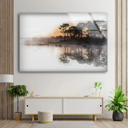 Forest & Lake Painting Acrylic Glass Print Tempered Glass Wall Art 100% Made in Australia Ready to Hang