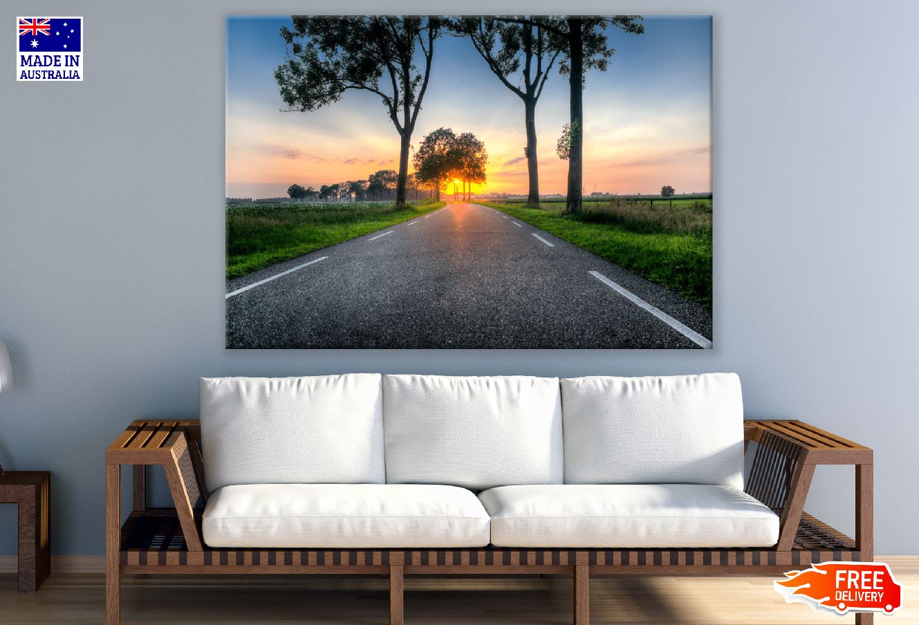 Road & Trees Sunset Photograph Print 100% Australian Made