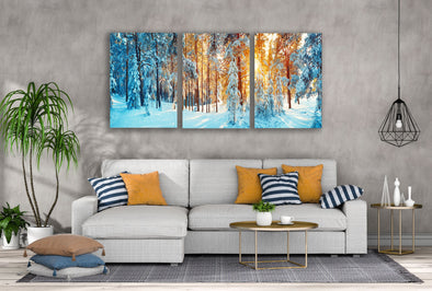 3 Set of Forest Covered with Snow Photograph High Quality Print 100% Australian Made Wall Canvas Ready to Hang