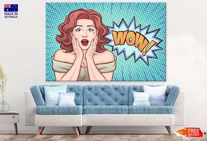 Wow Quote & Surprised Girl Illustration Print 100% Australian Made