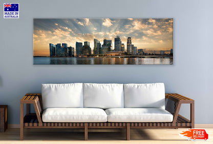 Panoramic Canvas Singapore City at Sunset View High Quality 100% Australian Made Wall Canvas Print Ready to Hang