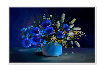 Still Life, A Bouquet Of Flowers, Wild Flowers Wall Art Limited Edition High Quality Print Canvas Box Framed White