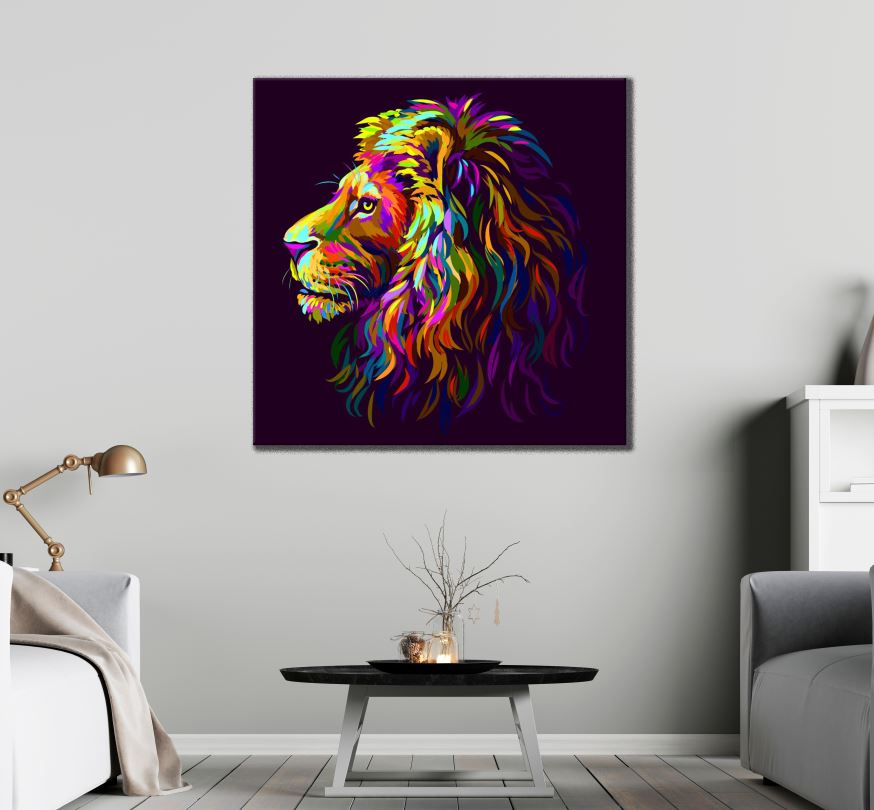 Square Canvas Abstract Lion Face Design High Quality Print 100% Australian Made