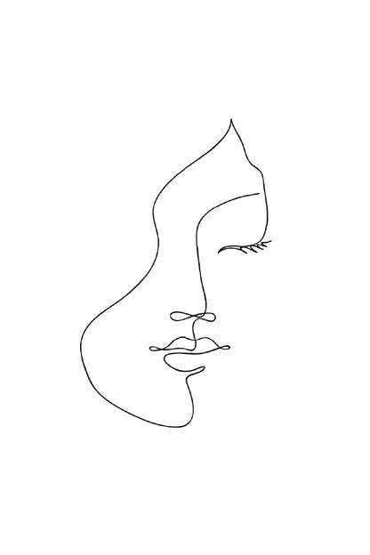 Woman Face B&W Line Art Design Print 100% Australian Made