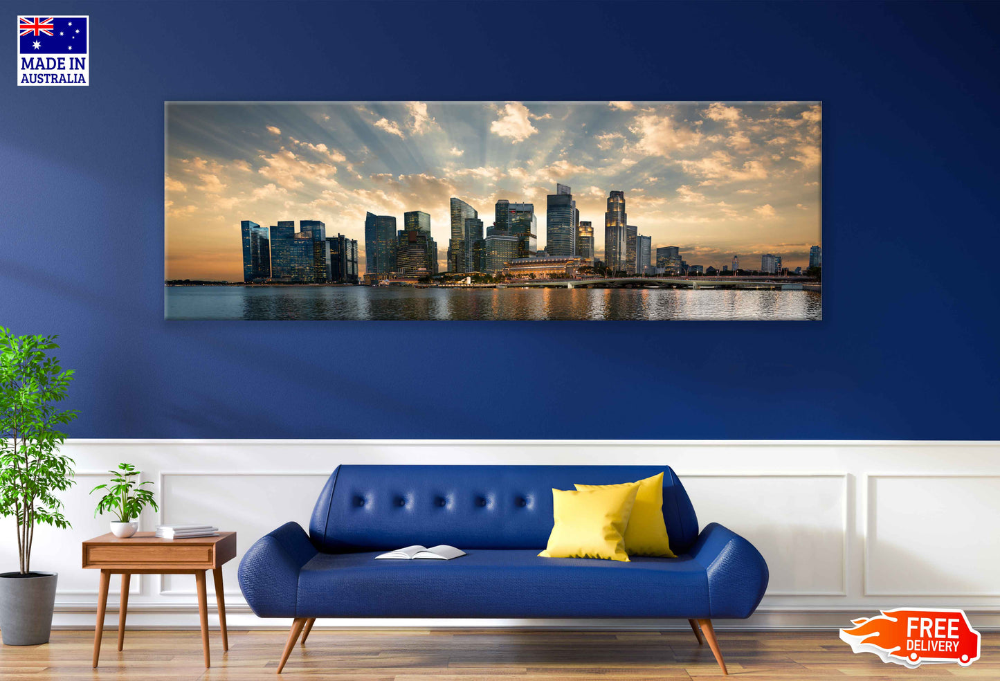 Panoramic Canvas Singapore City at Sunset View High Quality 100% Australian Made Wall Canvas Print Ready to Hang