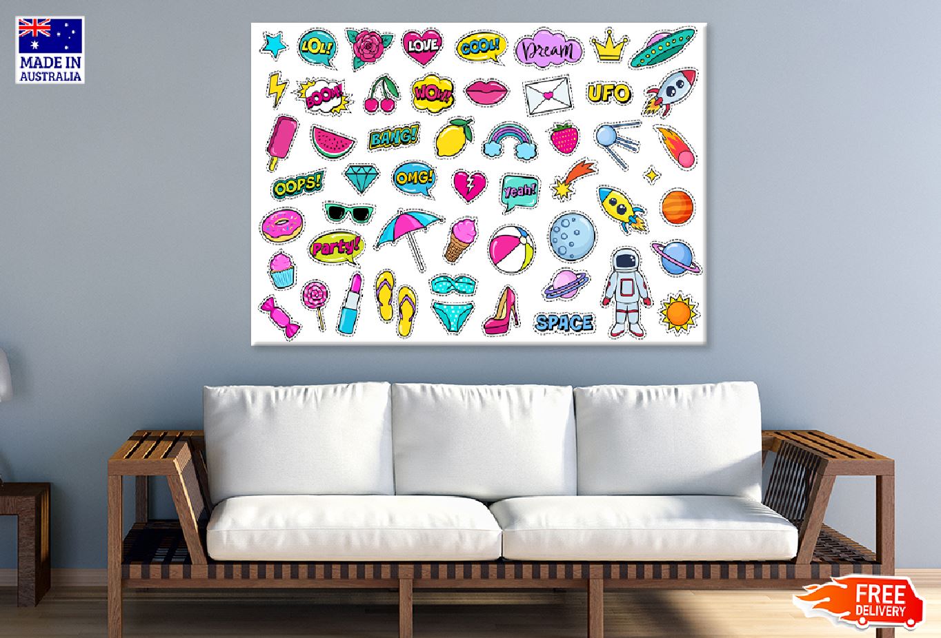 Fashion Illustration Emoji View Print 100% Australian Made