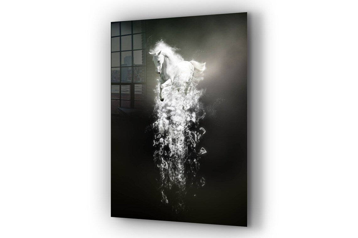 Silver Horse Abstract Print Tempered Glass Wall Art 100% Made in Australia Ready to Hang