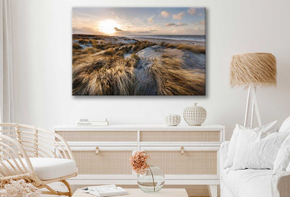 Bella Home Sand Dunes Sea With Sun Rise Print Canvas Ready to hang