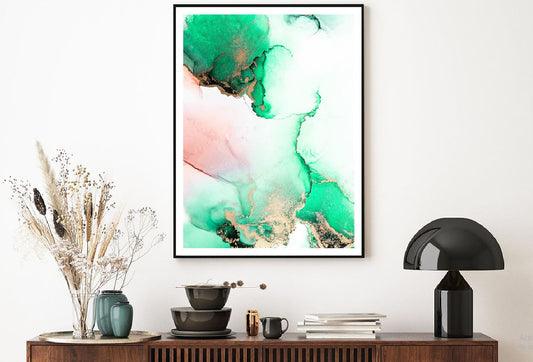 Green & Gold Liquid Abstract Design Home Decor Premium Quality Poster Print Choose Your Sizes