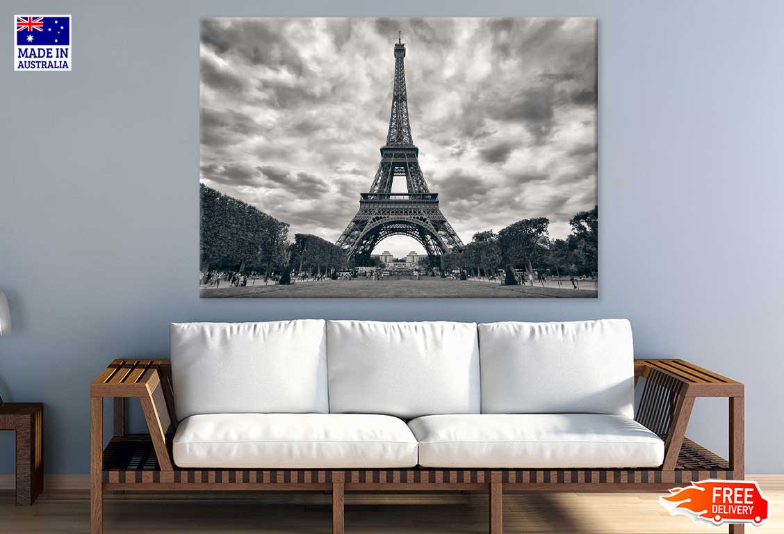 Eiffel Tower View in Paris B&W Photograph Print 100% Australian Made