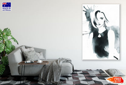 Fashion Woman B&W Abstract Watercolor Painting Print 100% Australian Made