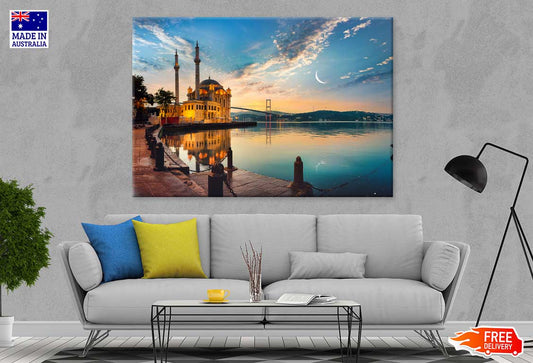 Ortakoy Mosque & Bosphorus Bridge Sunset Scenery Print 100% Australian Made