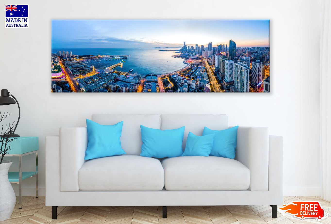 Panoramic Canvas Qingdao City Skyline View Photograph High Quality 100% Australian Made Wall Canvas Print Ready to Hang