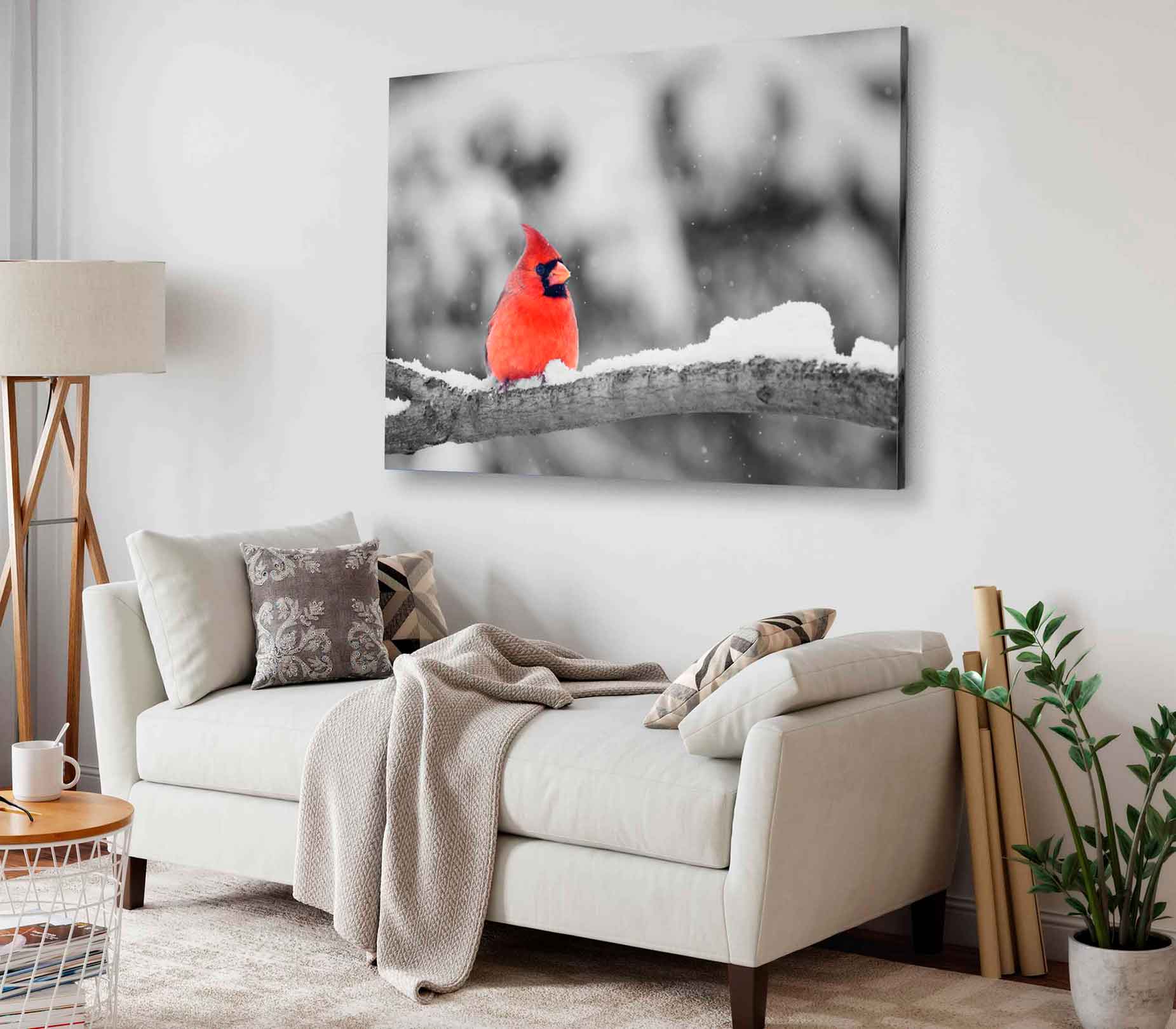 Bella Home Cardinal Bird on Snow Branch Print Canvas Ready to hang