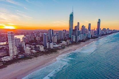 Beach & Gold Coast Sunset View Photograph Print 100% Australian Made