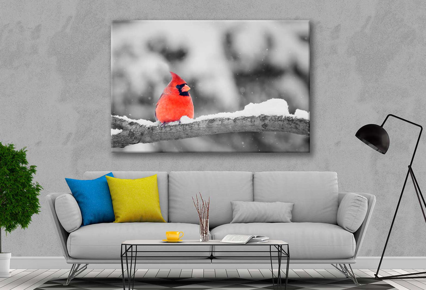 Bella Home Cardinal Bird on Snow Branch Print Canvas Ready to hang