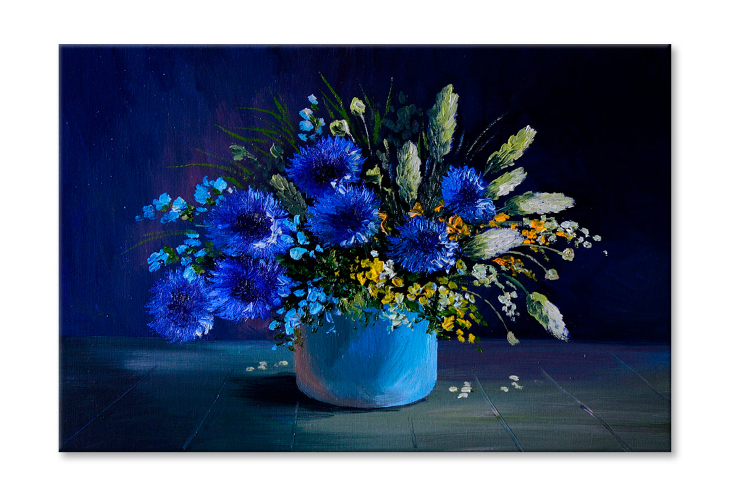 Still Life, A Bouquet Of Flowers, Wild Flowers Wall Art Limited Edition High Quality Print Stretched Canvas None