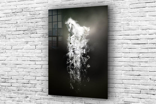 Silver Horse Abstract Print Tempered Glass Wall Art 100% Made in Australia Ready to Hang