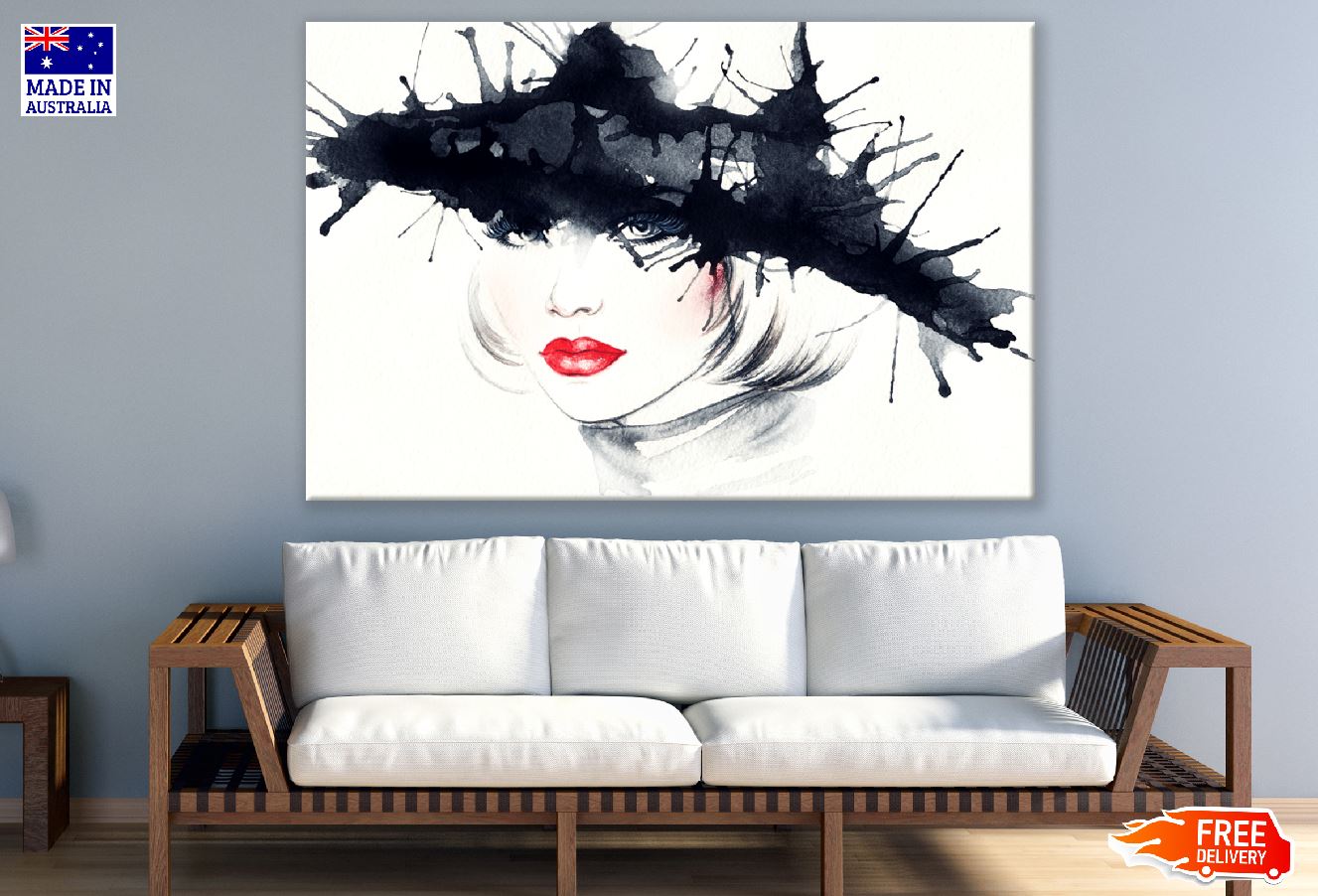 Woman with Hat Abstract Painting Print 100% Australian Made