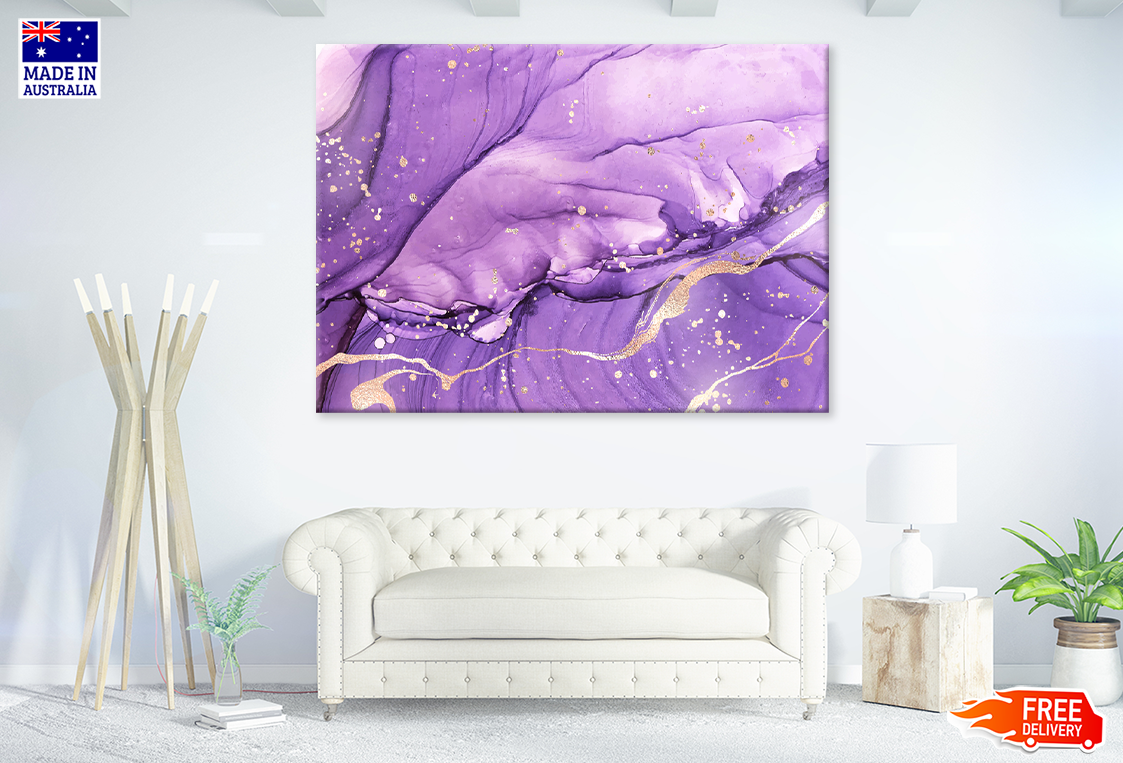 White & Purple Abstract Design Print 100% Australian Made