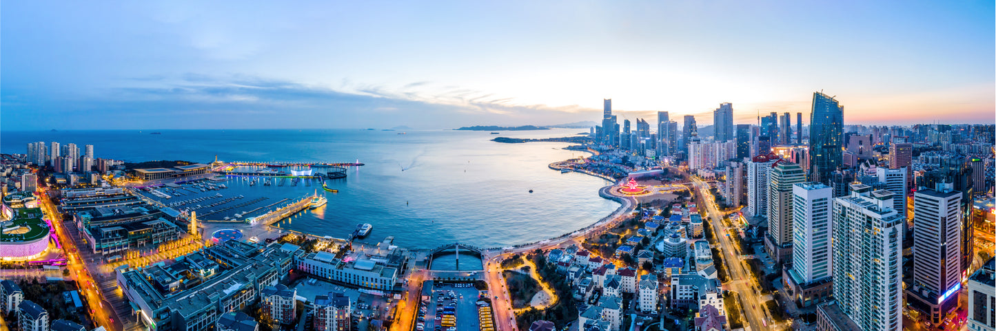 Panoramic Canvas Qingdao City Skyline View Photograph High Quality 100% Australian Made Wall Canvas Print Ready to Hang