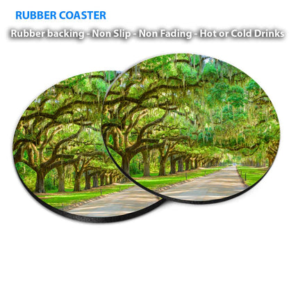 Tree Plantation Entrance in USA Coasters Wood & Rubber - Set of 6 Coasters