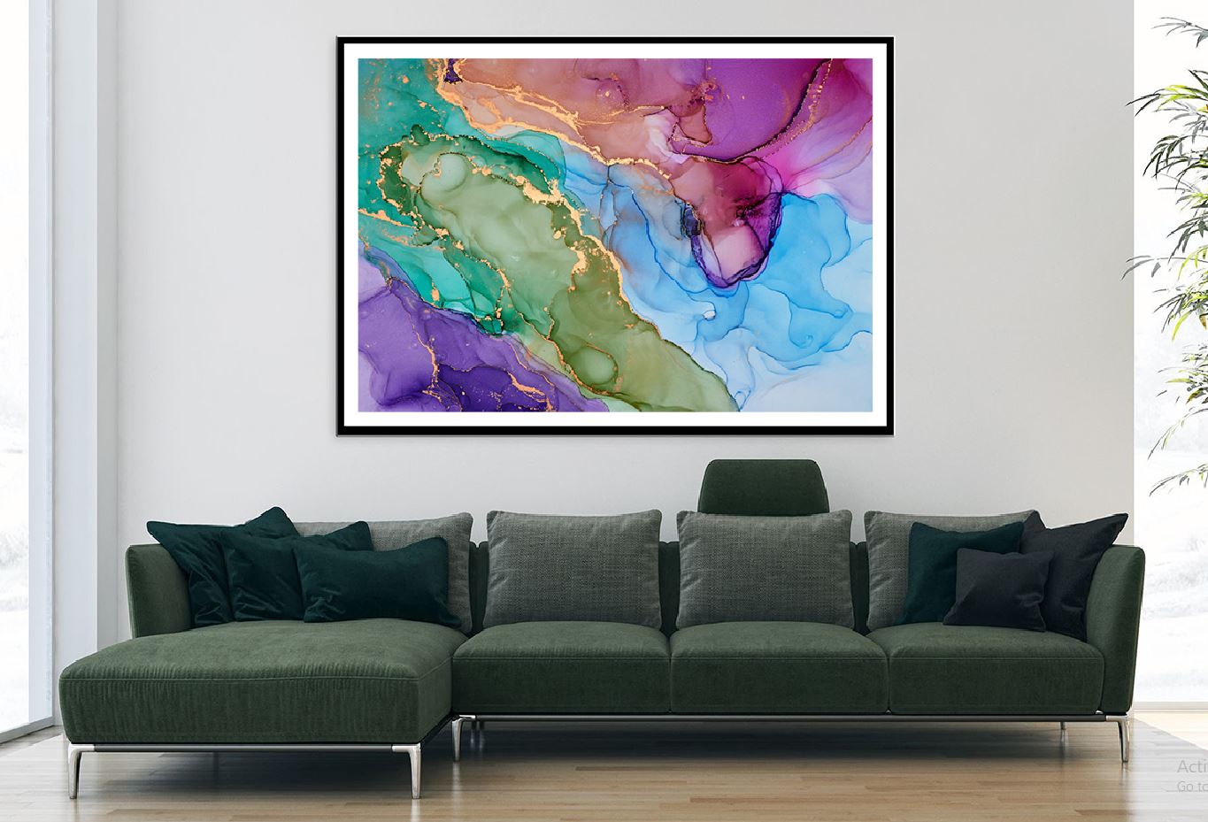 Green Purple Blue & Gold Abstract Design Home Decor Premium Quality Poster Print Choose Your Sizes