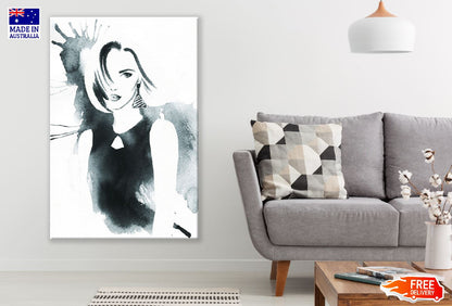 Fashion Woman B&W Abstract Watercolor Painting Print 100% Australian Made