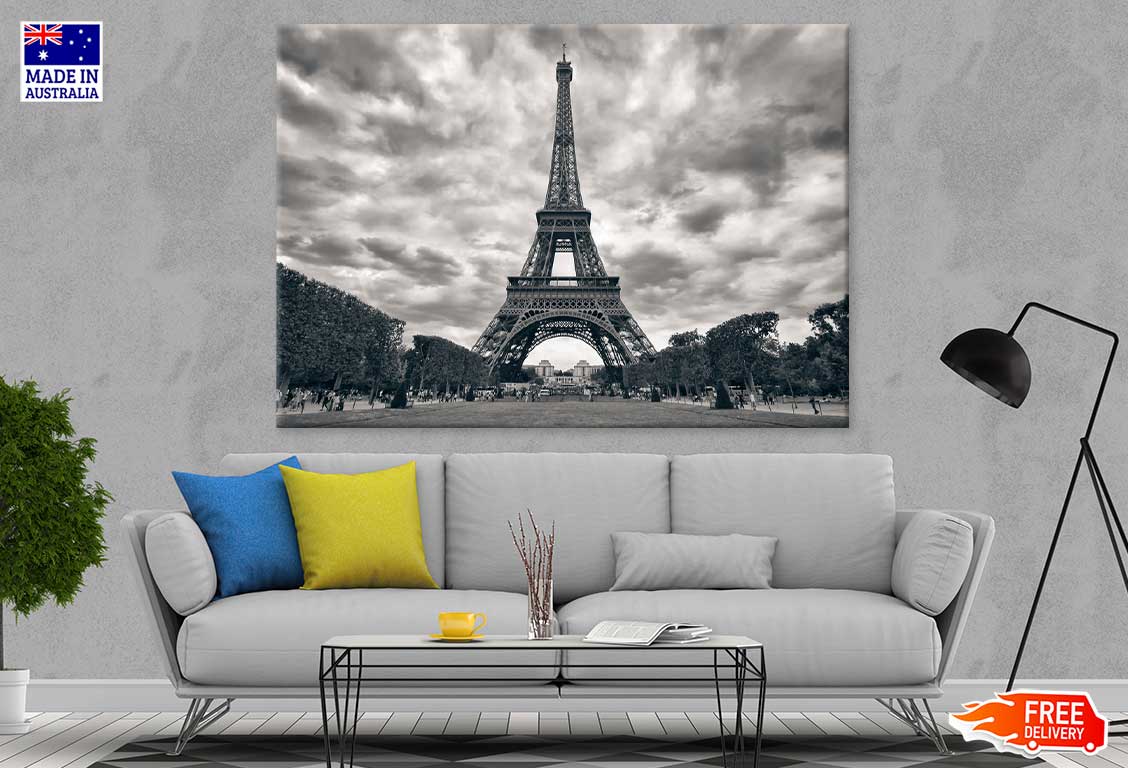 Eiffel Tower View in Paris B&W Photograph Print 100% Australian Made