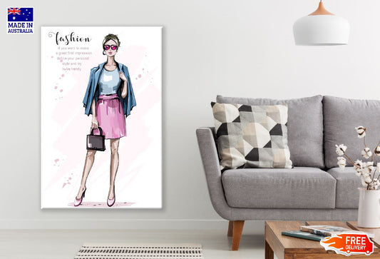 Fashion Pink Lady Illustration Print 100% Australian Made