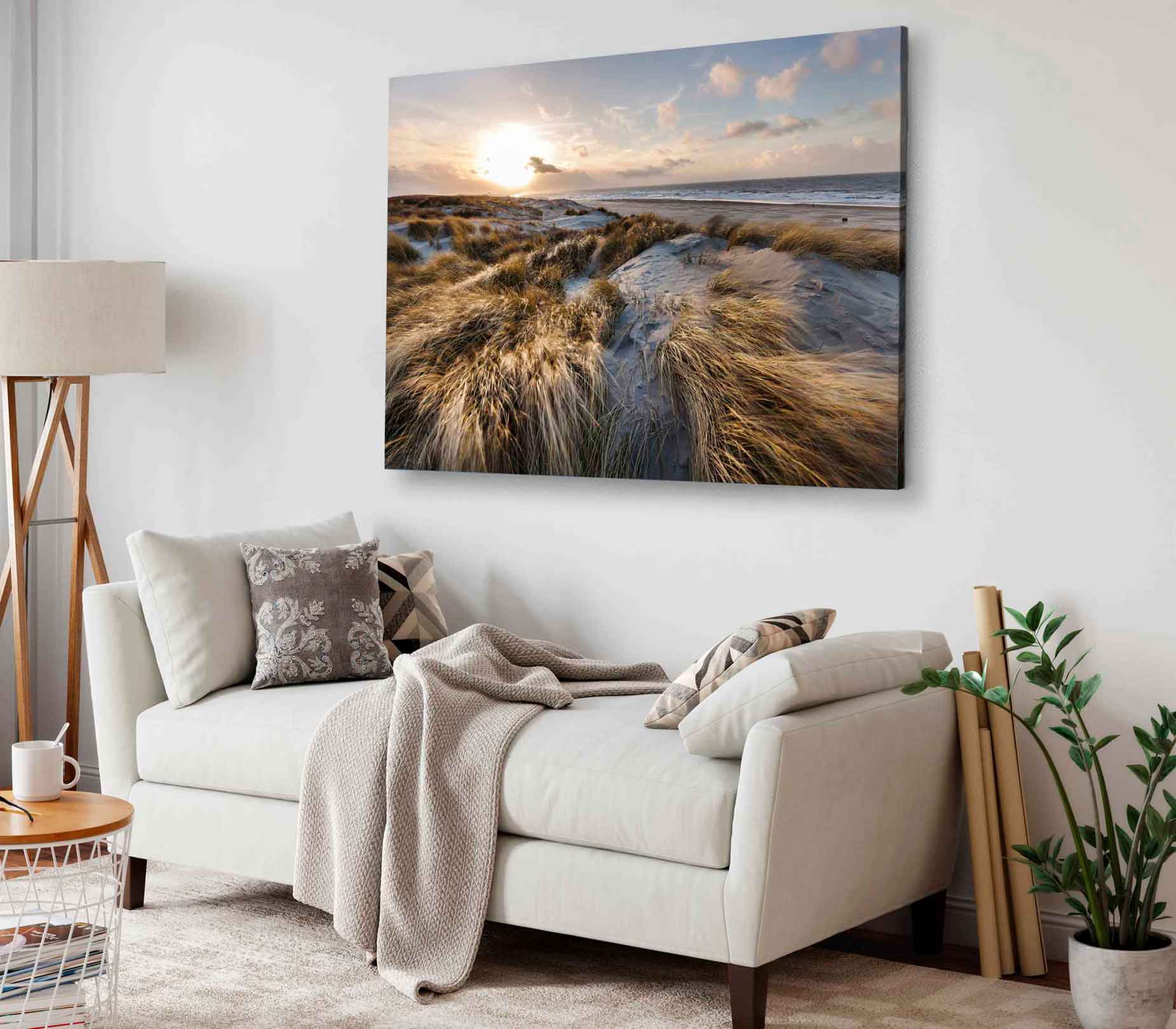 Bella Home Sand Dunes Sea With Sun Rise Print Canvas Ready to hang