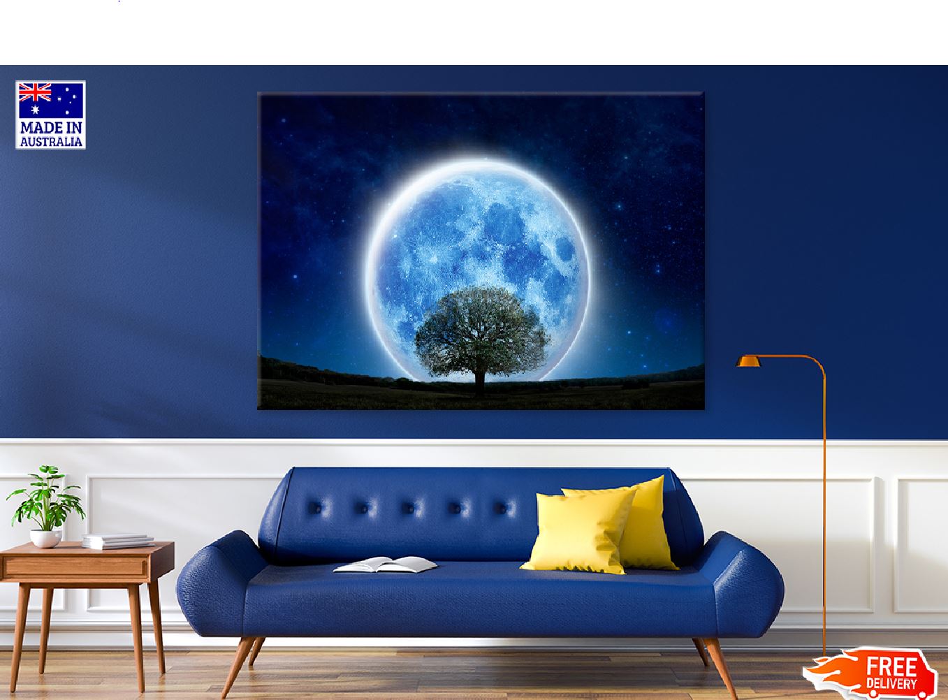 Super Full Moon & Tree Night View Photograph Print 100% Australian Made