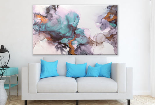 Abstract Blue & Gray Smoke Design Painting Print 100% Australian Made