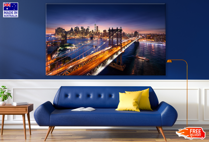 Newyork Brookelyn Bridge Night View Photograph Print 100% Australian Made