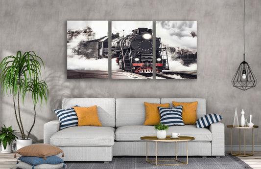 3 Set of Steam Train Photograph High Quality Print 100% Australian Made Wall Canvas Ready to Hang