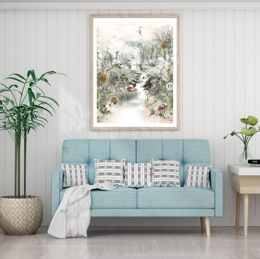 Bird & Water Stream Painting Home Decor Premium Quality Poster Print Choose Your Sizes