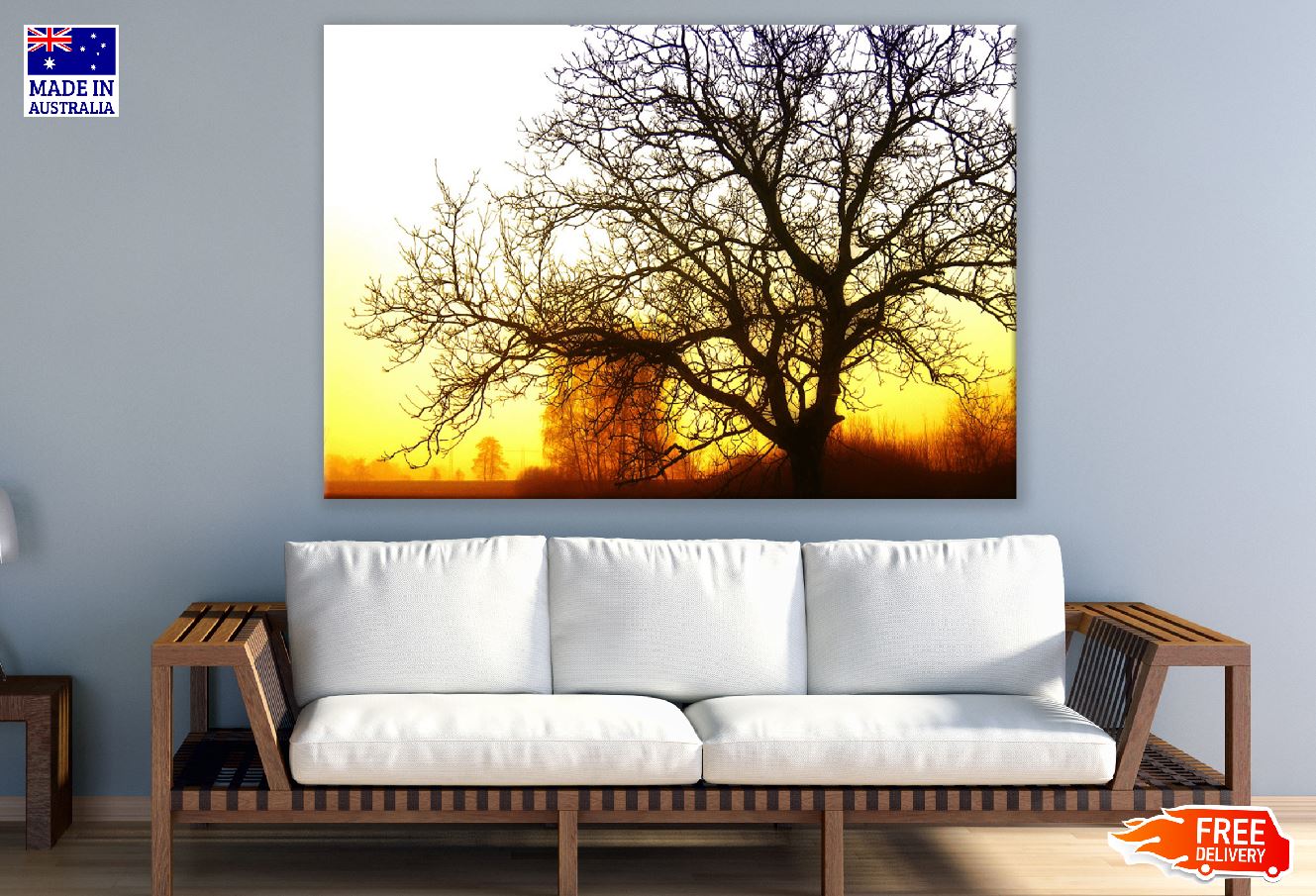 Lone Leafless Tree Sunset Photograph Print 100% Australian Made