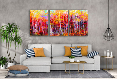 3 Set of Colorful Forest Oil Painting High Quality Print 100% Australian Made Wall Canvas Ready to Hang