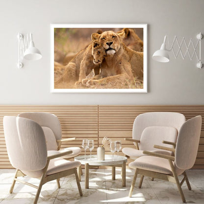 Lioness & Cub Photograph Home Decor Premium Quality Poster Print Choose Your Sizes