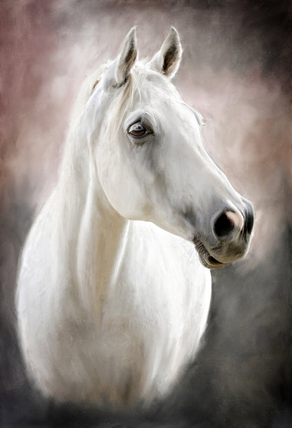 White Horse Watercolor Painting Photograph Print 100% Australian Made