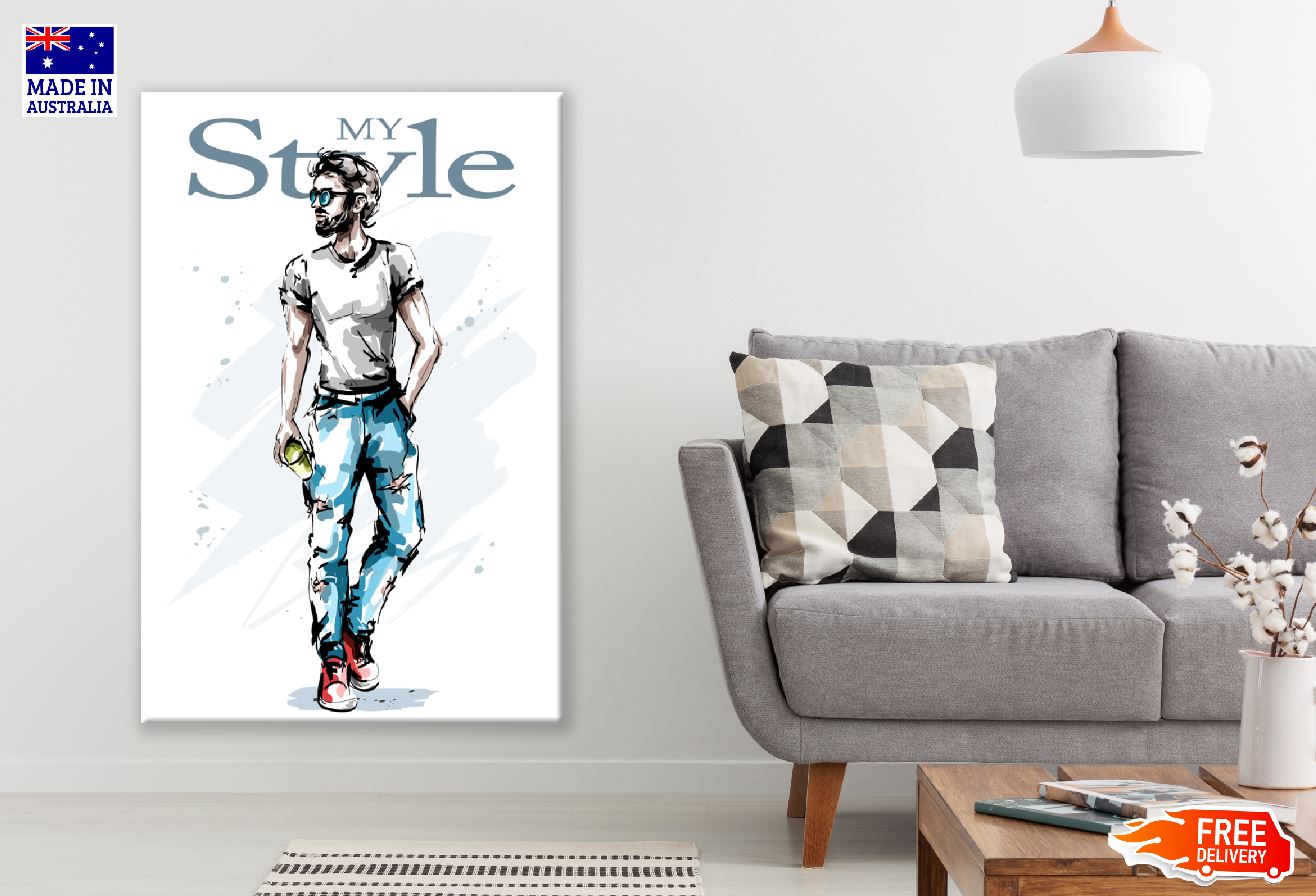 Stylish Young Man Illustration Print 100% Australian Made